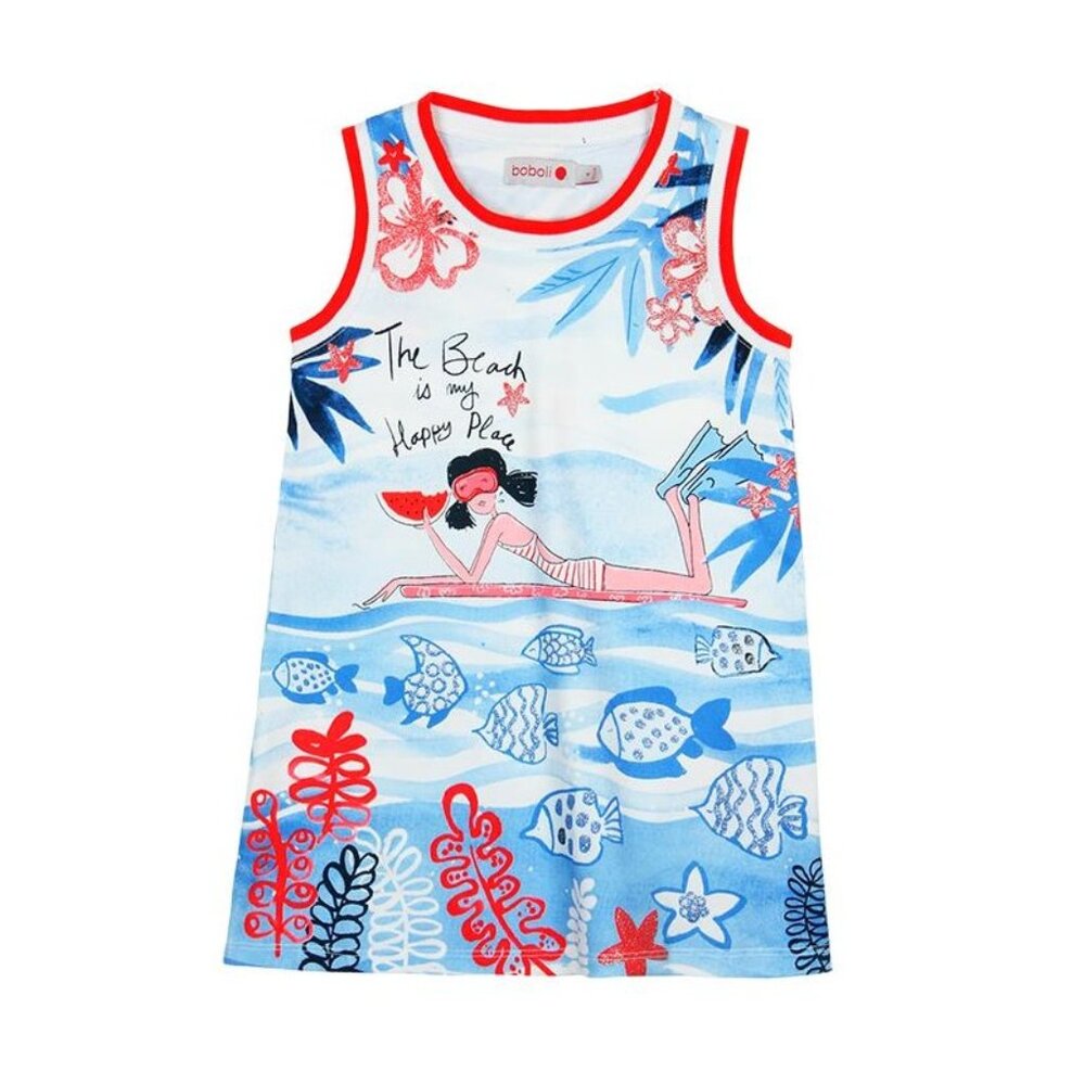 Boboli - Girls' Ocean Print Sleeveless Dress, size 3